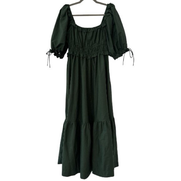 Worth Collective Crissy Ruched Midi Dress in Forest Green Size Large - Picture 5 of 5